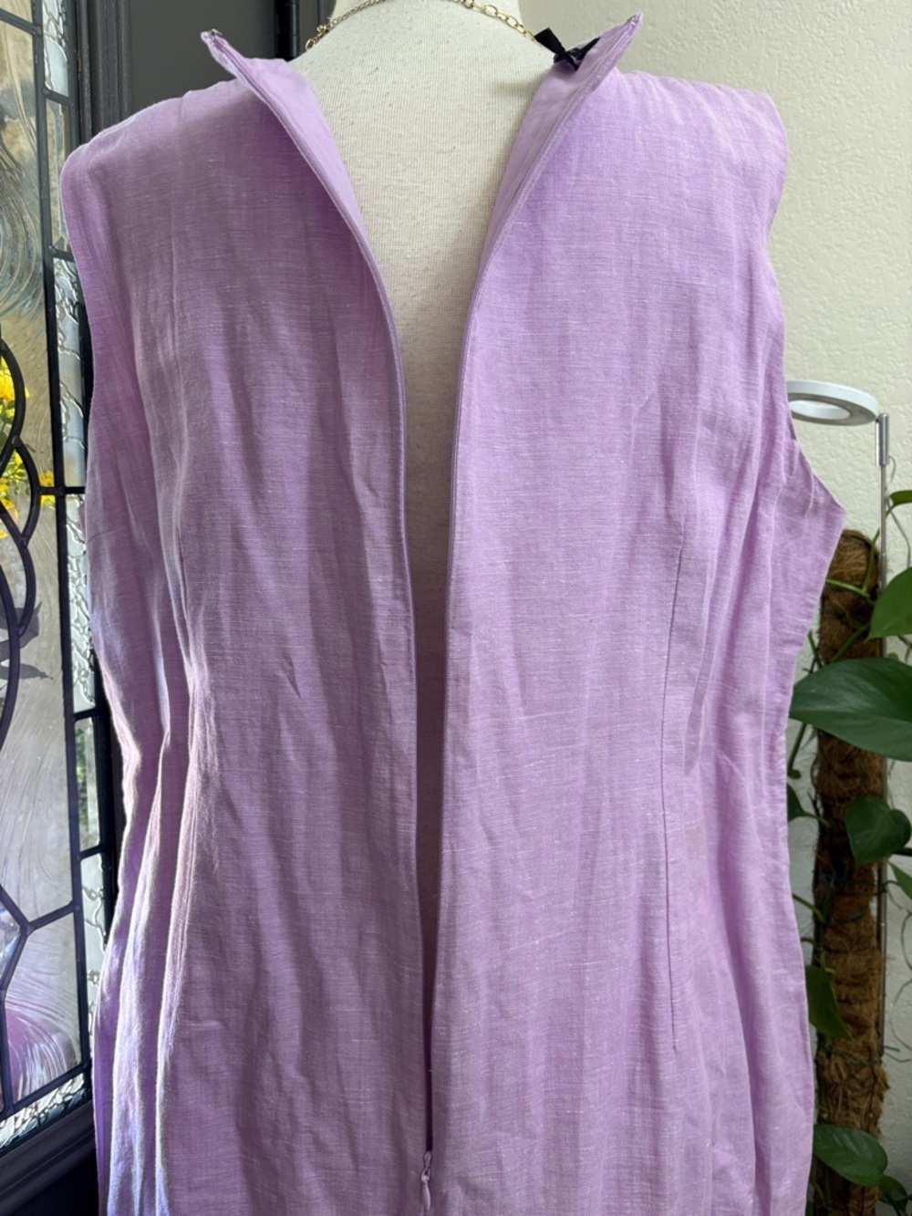 Talbots Plus Linen Blend Light Lilac Embroidered Maci Dress | Size 16W - Picture 6 of 10